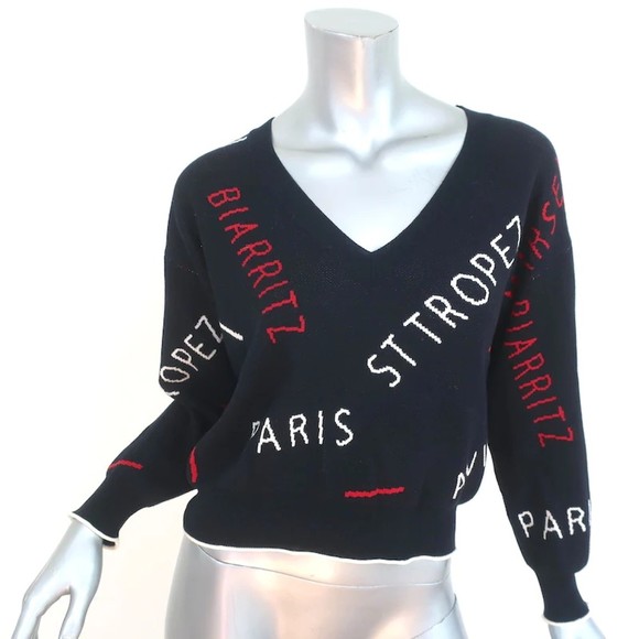 Joie Sweaters - Joie Wilhelmina Destination Sweater Navy Cotton Knit Size Extra Extra Small